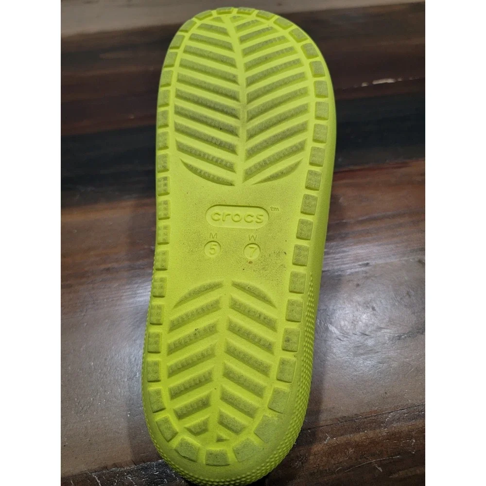 CROCS ICONIC COMFORT SLIDES Size Mens 5 Hi-Visibility YELLOW Slip Ons SO COMFY